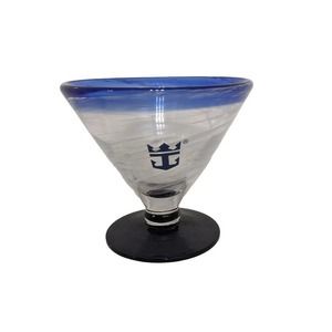Kosta Boda Royal Caribbean Martini Glass, Hand Blown Blue & White